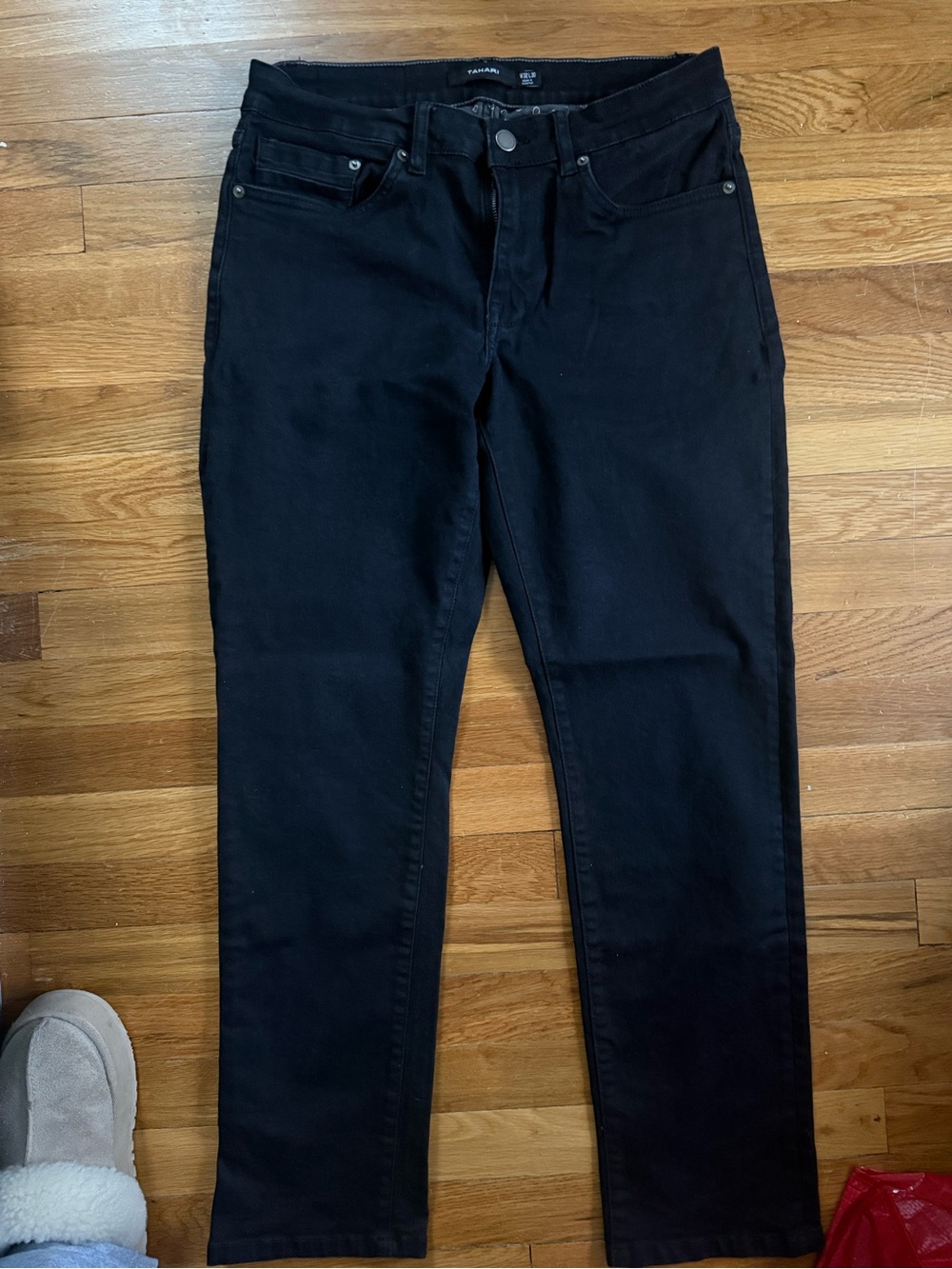 Tahari Men’s Slim Straight Black Pants
